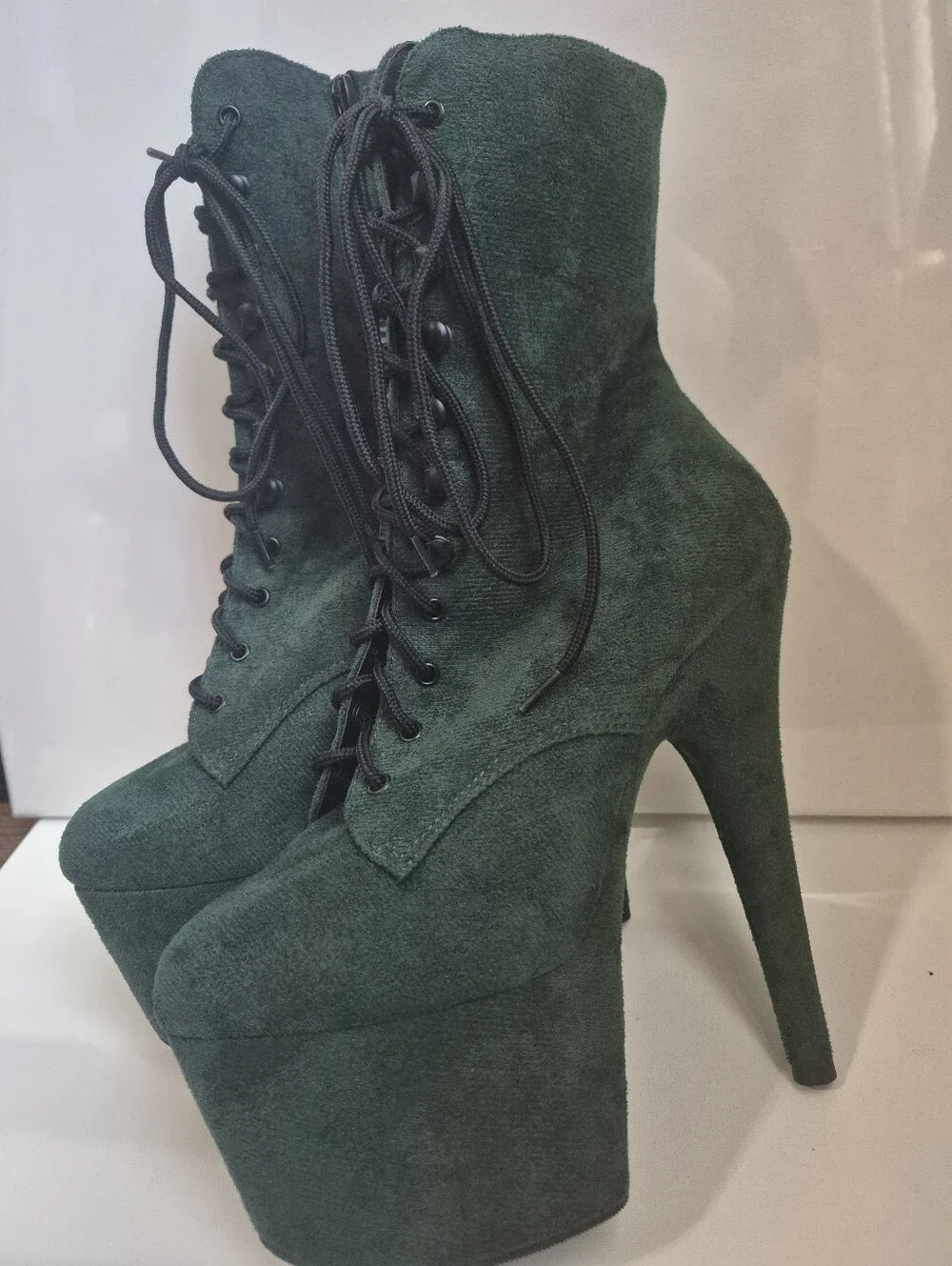 Pleaser ADORE-1020FS Black Faux Suede Platform Ankle Boots - Size 8